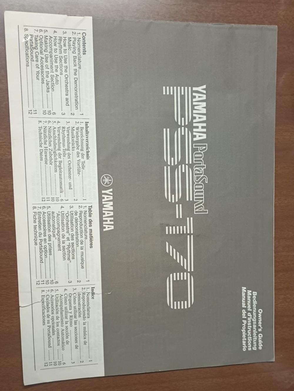 Vintage Yamaha PSS-170 Portable Keyboard Manual